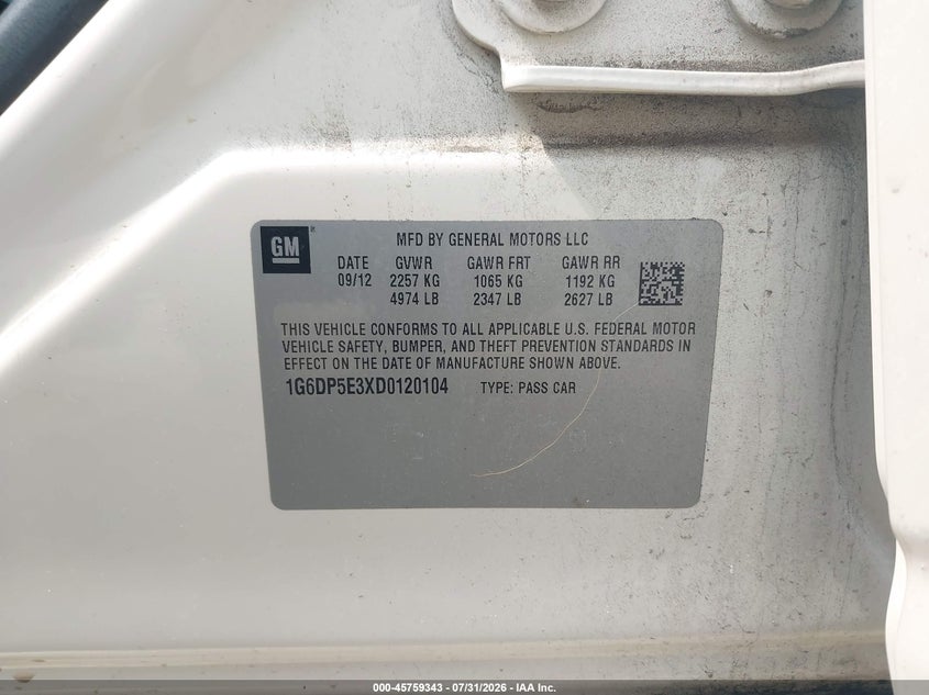 2013 CADILLAC CTS SEDAN 3.6L V-6 DI, DOHC, VVT, 318HP