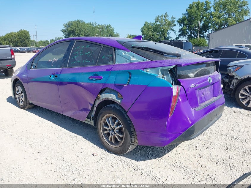 Vin: jtdkarfu3g3007005, lot: 46259101, toyota prius three 20163