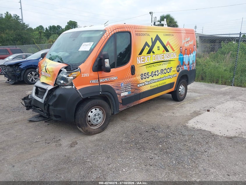 Vin: 3c6lrvag5ne109488, lot: 46259125, ram promaster 1500 low roof 136 wb 20222