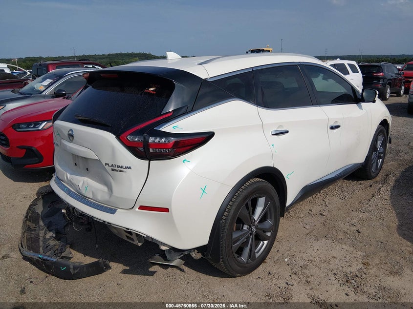 Vin: 5n1az2dj9nc120194, lot: 46259614, nissan murano platinum fwd 20224
