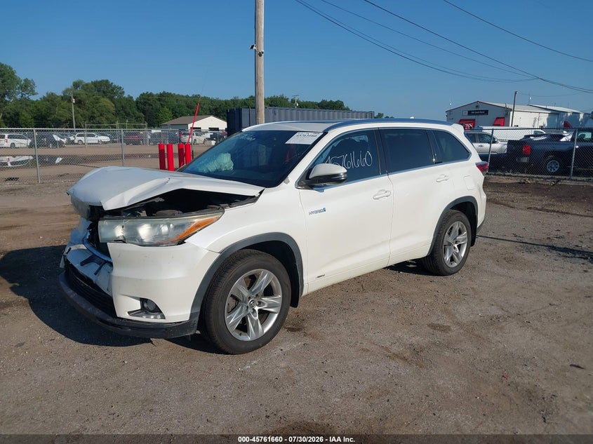 Vin: 5tddcrfh5gs014154, lot: 46260409, toyota highlander hybrid limited 20162