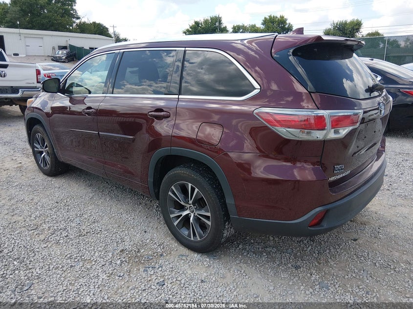 Vin: 5tdkkrfh4gs162063, lot: 46260943, toyota highlander xle v6 20163