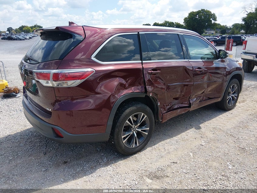 Vin: 5tdkkrfh4gs162063, lot: 46260943, toyota highlander xle v6 20164