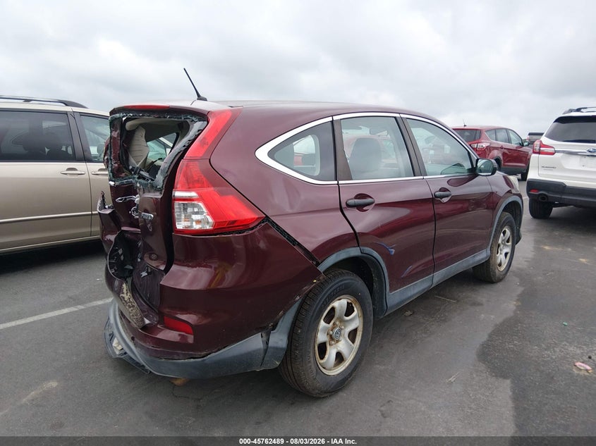 Vin: 5j6rm4h36fl128519, lot: 46261238, honda cr-v lx 20154