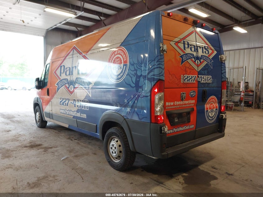 Vin: 3c6trvdg9he548290, lot: 46261425, ram promaster 2500 high roof 159 wb 20173