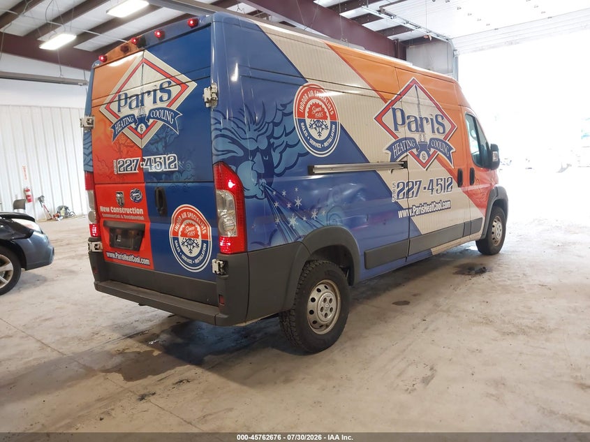 Vin: 3c6trvdg9he548290, lot: 46261425, ram promaster 2500 high roof 159 wb 20174