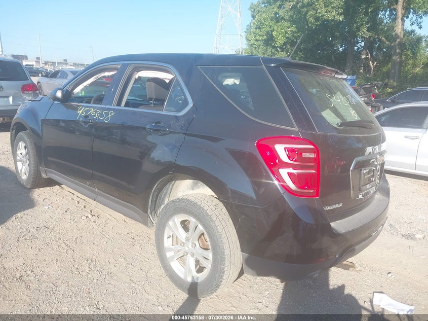 Vin: 2gnalbek9h1542528, lot: 46261907, chevrolet equinox ls 20173