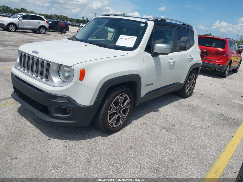 Vin: zaccjadt7gpc65667, lot: 46261966, jeep renegade limited 20162