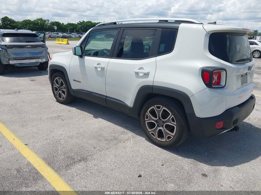 Vin: zaccjadt7gpc65667, lot: 46261966, jeep renegade limited 20163