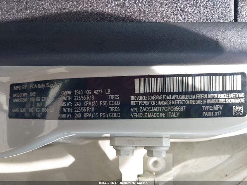 2016 JEEP RENEGADE SPORT UTILITY VEHICLE 2.4L I-4 VVT, 180HP