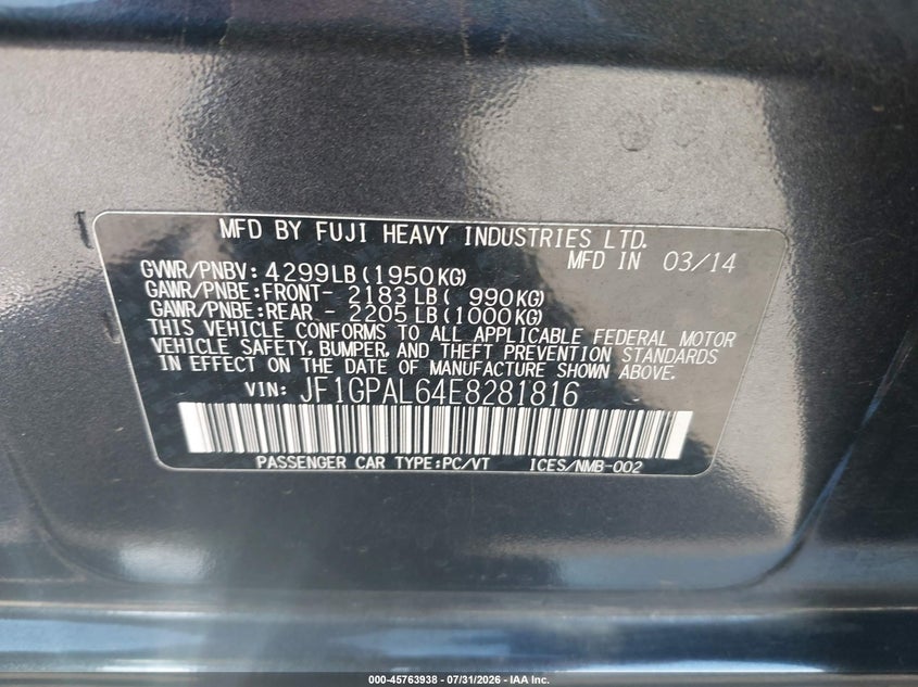 2014 SUBARU IMPREZA 2.0I SPORT PREMIUM · Фото 9