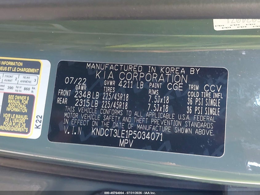 2023 KIA NIRO SPORT UTILITY VEHICLE 1.6L I-4 DI, DOHC, VVT, 103.5HP