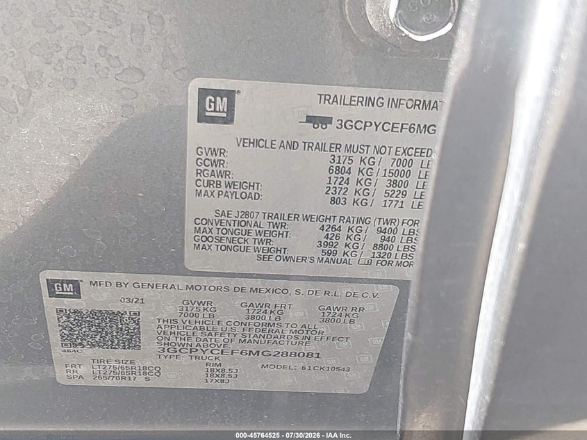 2021 CHEVROLET SILVERADO PICKUP 5.3L V-8 DI, VVT, 355HP
