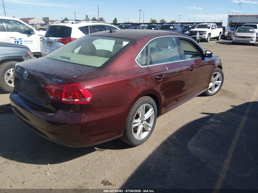 Vin: 1vwbn7a35ec068096, lot: 46264111, volkswagen passat 2.0l tdi se 20144