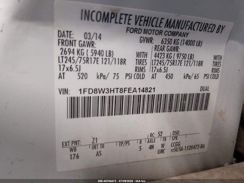 2015 FORD F350 PICKUP N/A