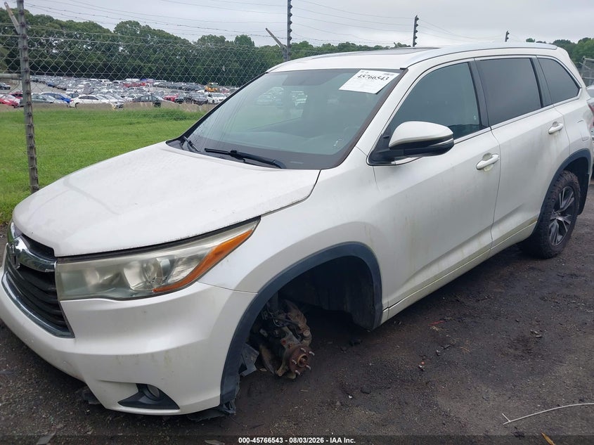 Vin: 5tdjkrfh2gs247298, lot: 46265292, toyota highlander xle v6 20162