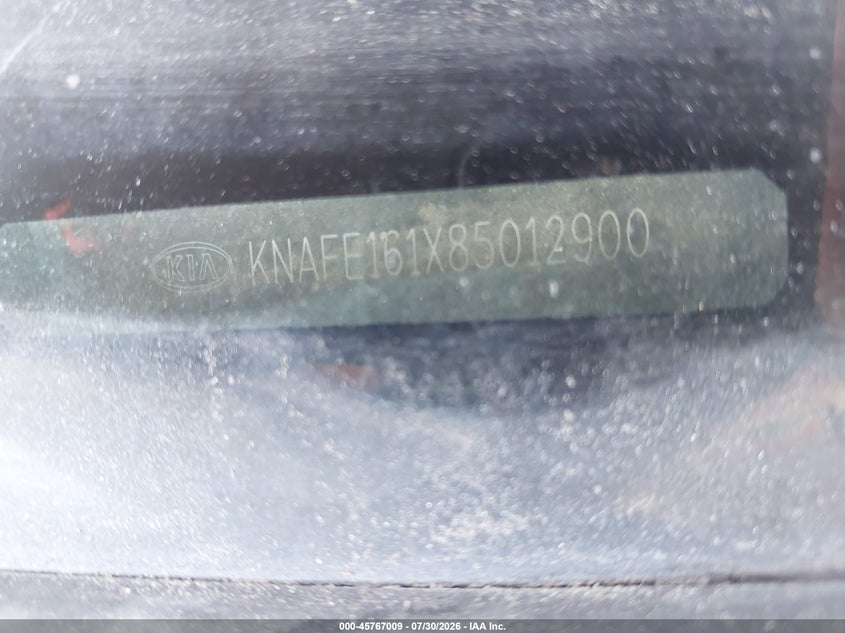 KIA SPECTRA5 2008 VIN KNAFE161X85012900