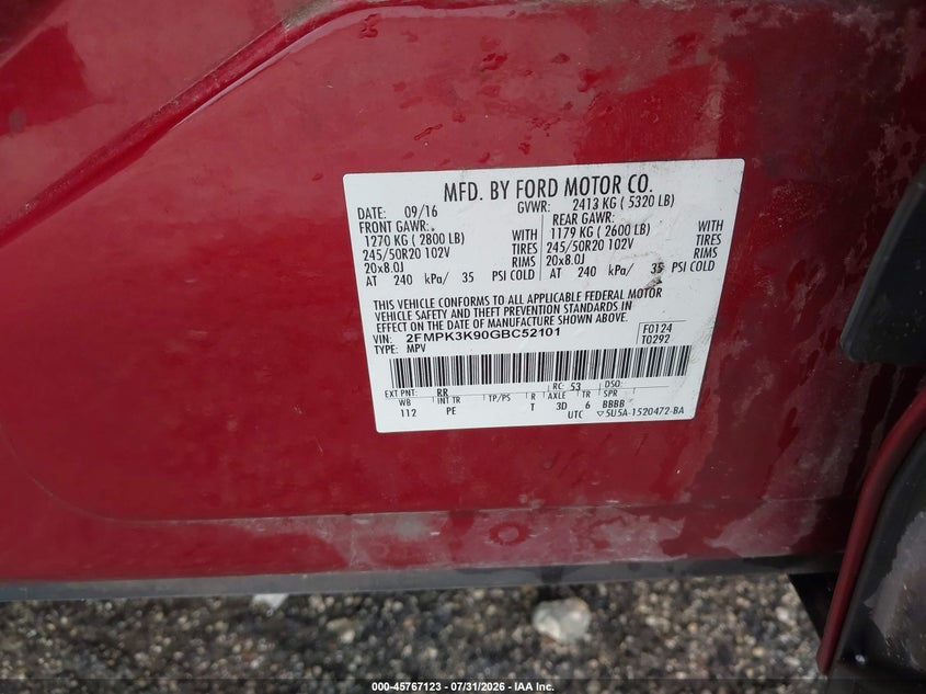 2016 FORD EDGE auction photo 8