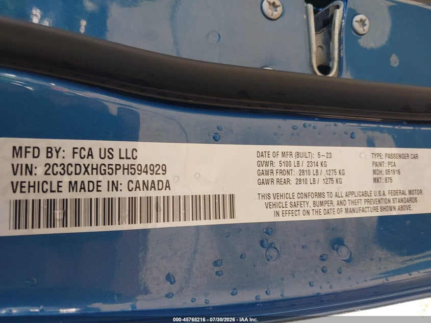 2023 DODGE CHARGER SEDAN 3.6L V-6 DOHC, VVT, 300HP