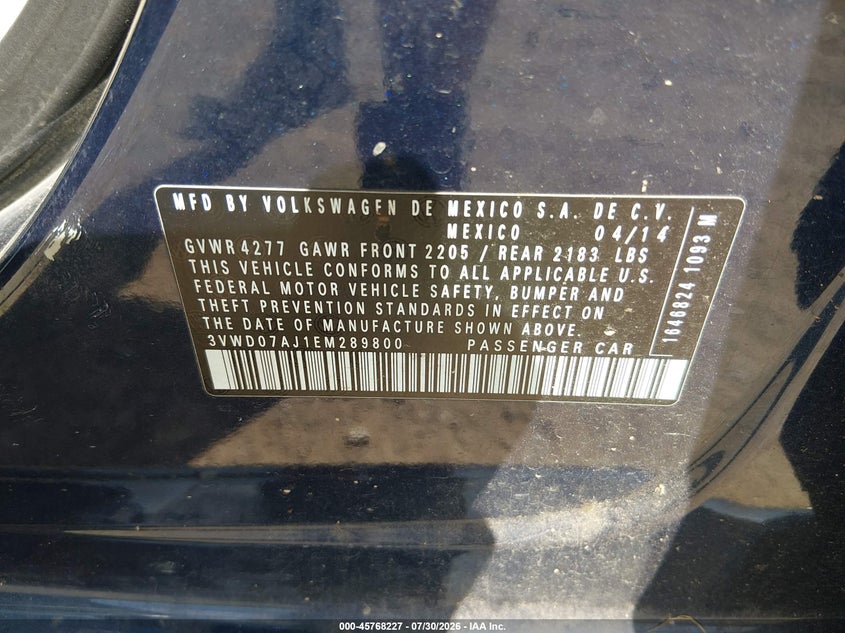 2014 VOLKSWAGEN JETTA SEDAN 1.8L I-4 DI, DOHC, VVT, TURBO, 170HP