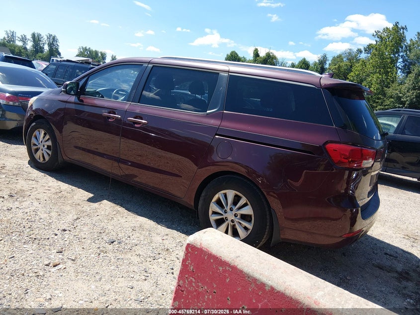 Vin: kndmb5c17f6020393, lot: 46267963, kia sedona lx 20153