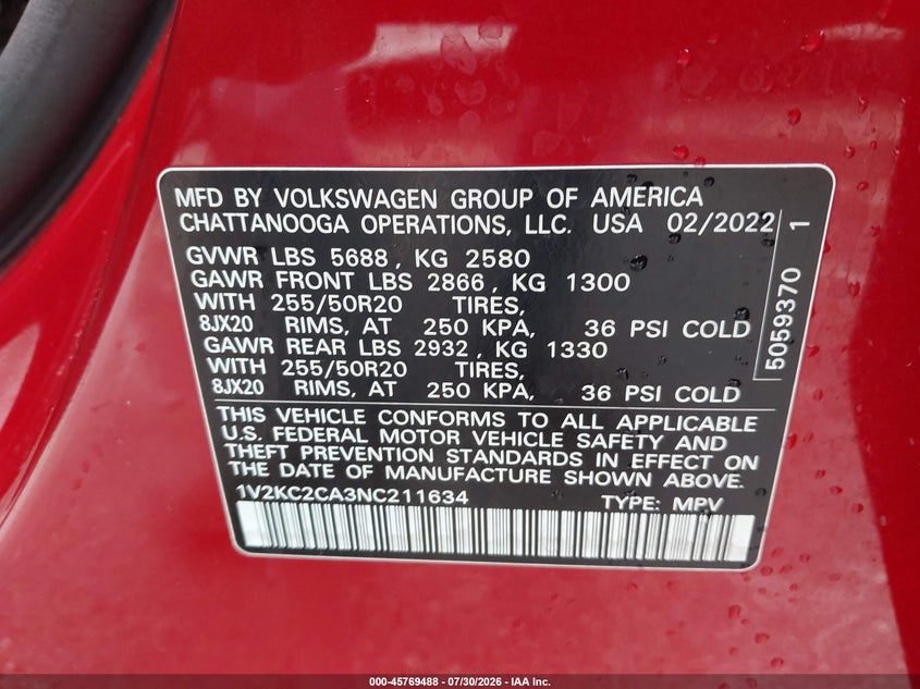 2022 VOLKSWAGEN ATLAS CROSS SPORT 2.0T SE W/TECHNOLOGY · Фото 9