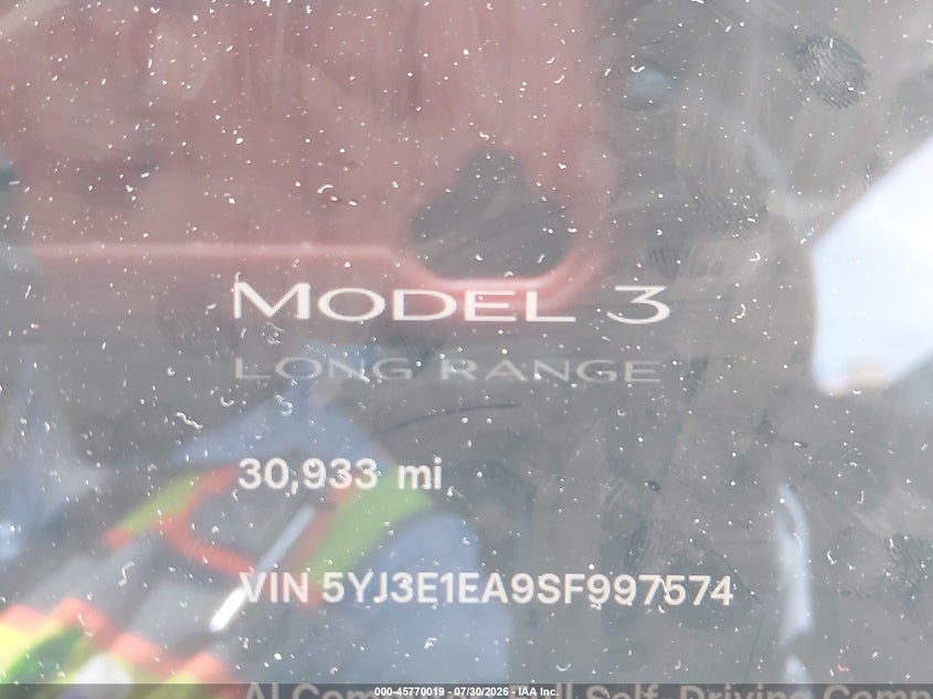 TESLA MODEL 3 2025 VIN 5YJ3E1EA9SF997574