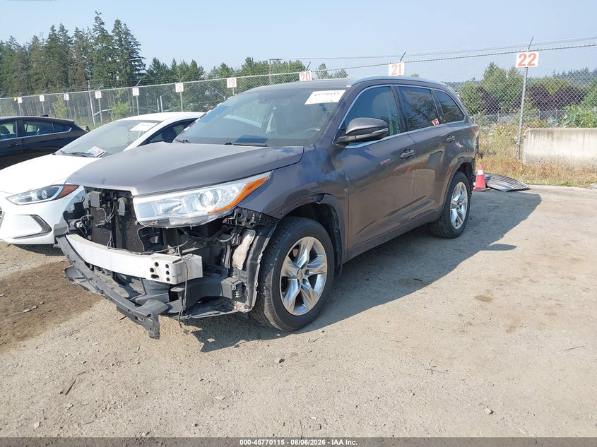 Vin: 5tddkrfh9fs148618, lot: 46268864, toyota highlander limited platinum v6 20152