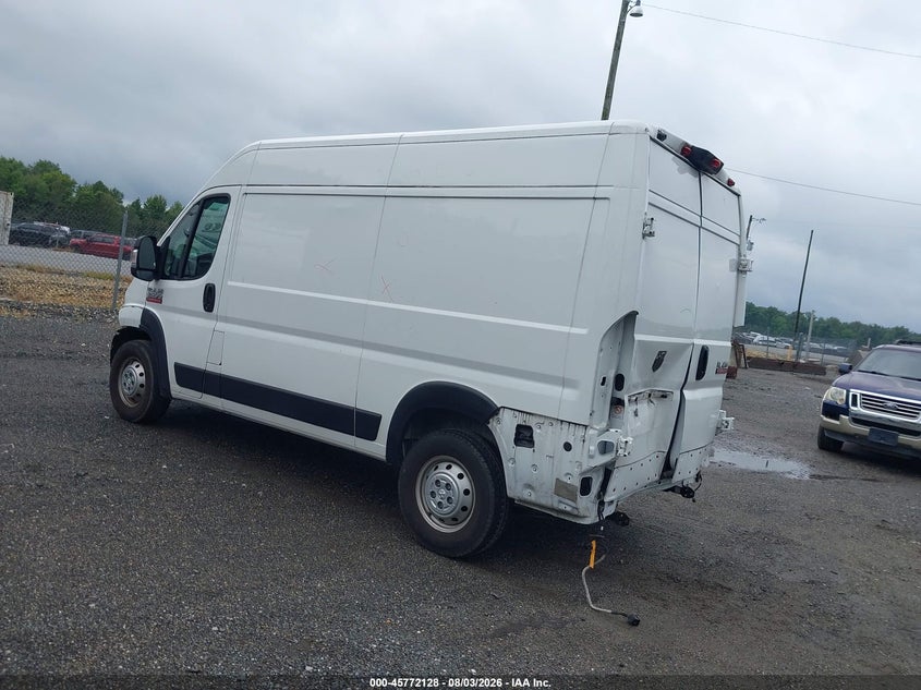 Vin: 3c6lrvcg7me567853, lot: 46270908, ram promaster 2500 high roof 136 wb 20213
