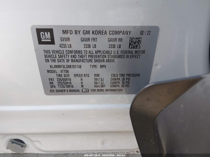 2022 BUICK ENCORE GX SPORT UTILITY VEHICLE 1.3L I-3 DI, DOHC, VVT, TURBO, 155HP