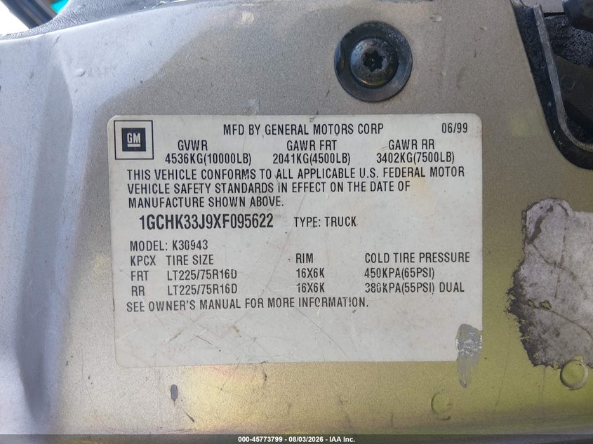 1999 CHEVROLET C/K 3500 auction photo 8