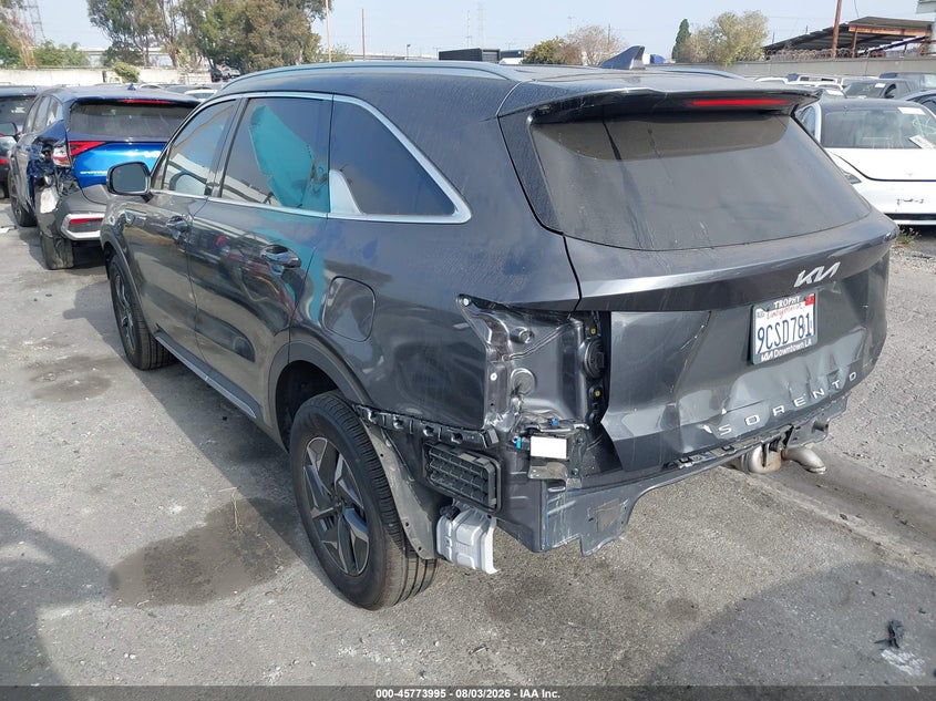 Vin: kndrg4lg0n5122774, lot: 46272775, kia sorento hybrid s 20223