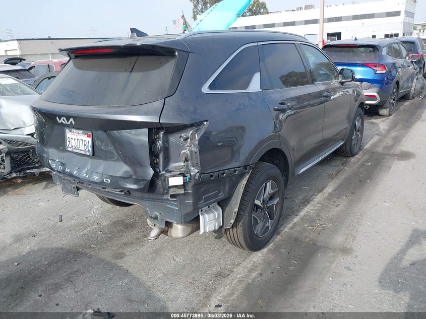 Vin: kndrg4lg0n5122774, lot: 46272775, kia sorento hybrid s 20224