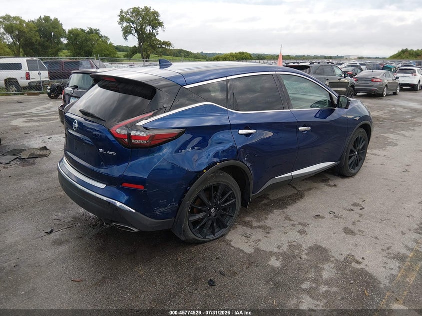 Vin: 5n1az2cs9nc109528, lot: 46273309, nissan murano sl intelligent awd 20224