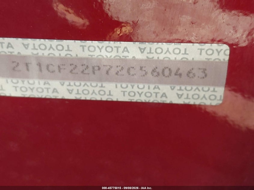 TOYOTA CAMRY SOLARA 2002 VIN 2T1CF22P72C560463