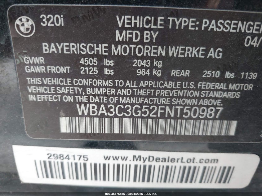 2015 BMW 320I XDRIVE · Фото 9