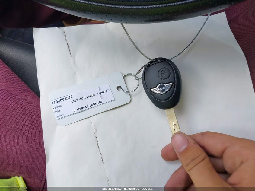 MINI COOPER S 2003 VIN WMWRE33413TD69154