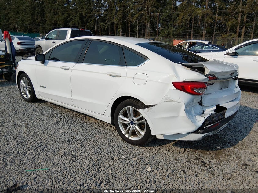 Vin: 3fa6p0lu4jr138300, lot: 46274536, ford fusion hybrid se 20183