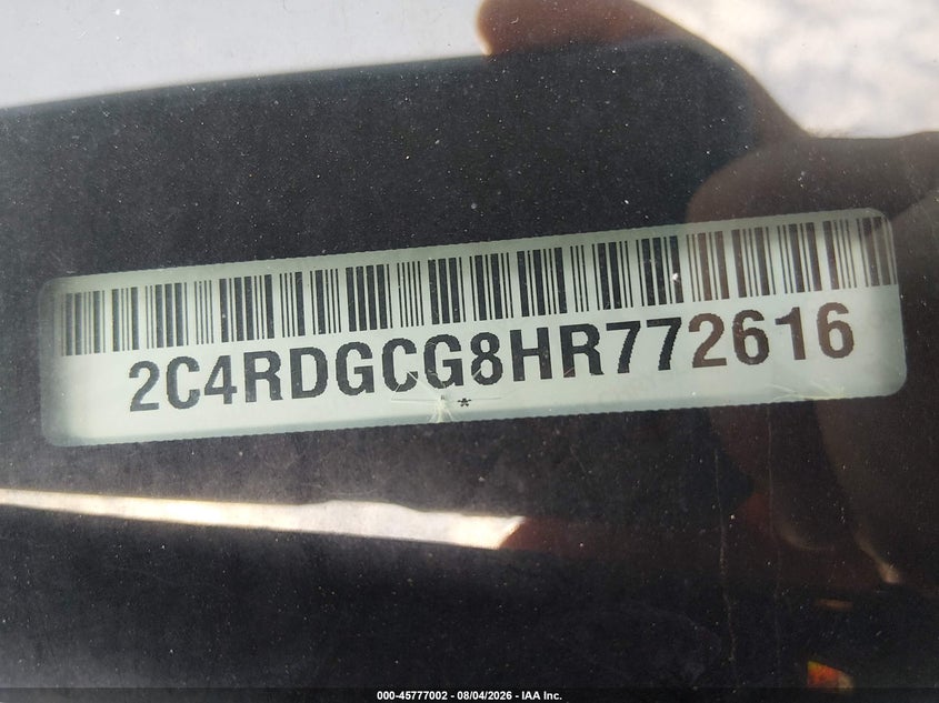 DODGE GRAND CARAVAN 2017 VIN 2C4RDGCG8HR772616