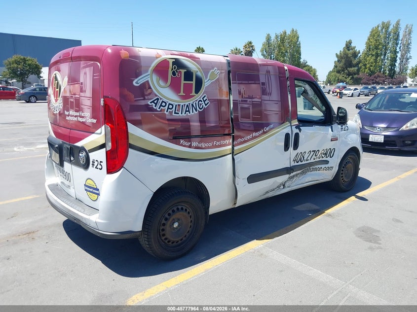 Vin: zfberfbt6g6b63657, lot: 46276744, ram promaster city tradesman slt 20164
