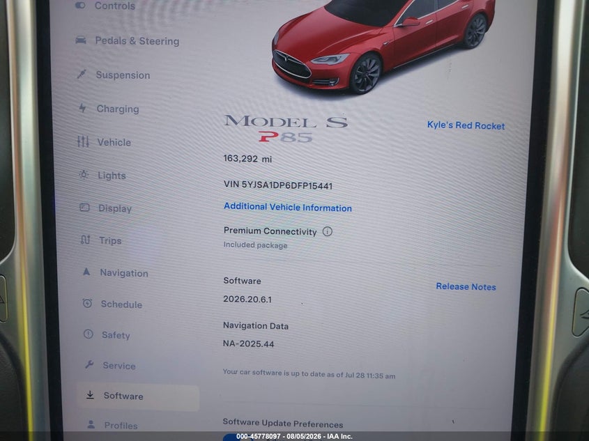 2013 TESLA MODEL S auction photo 7