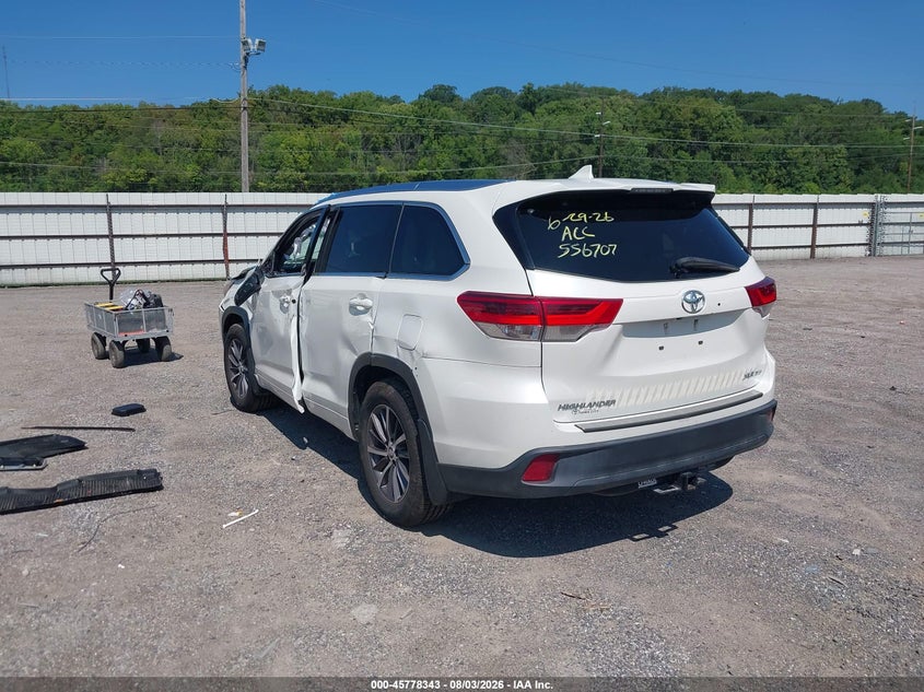 Vin: 5tdjzrfh0js556707, lot: 46277123, toyota highlander xle 20183