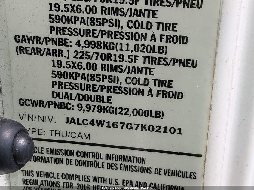 2016 ISUZU NPR DSL REG AT auction photo 8