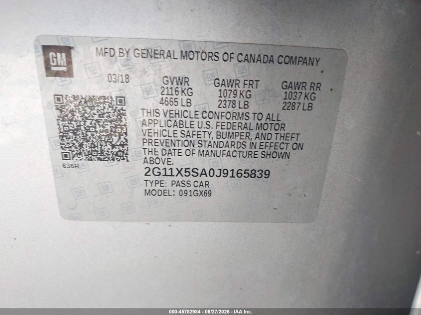 2018 CHEVROLET IMPALA 1FL · Фото 9