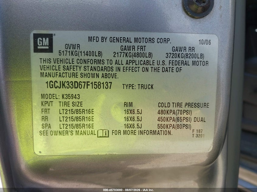 2007 CHEVROLET SILVERADO 3500 CLASSIC auction photo 8