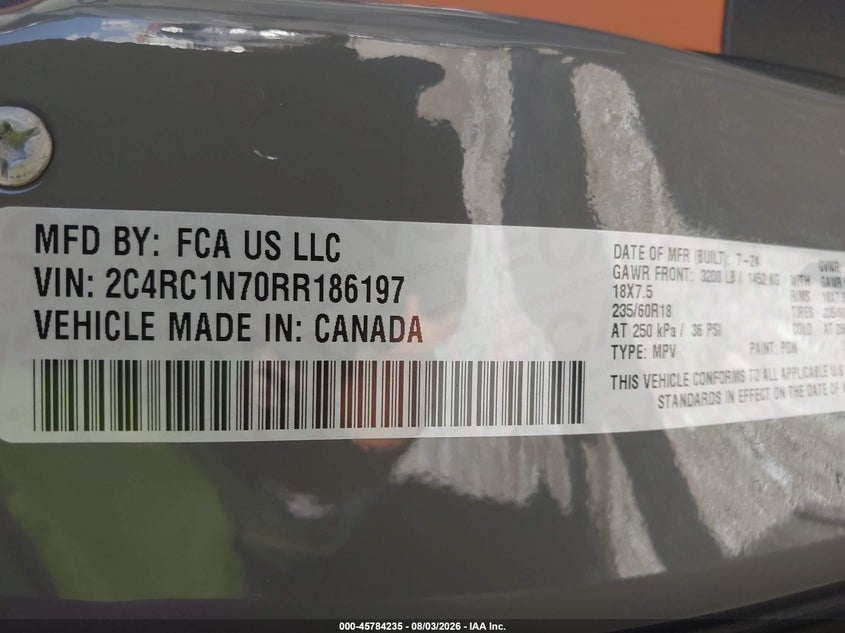 CHRYSLER PACIFICA HYBRID 2024 VIN 2C4RC1N70RR186197