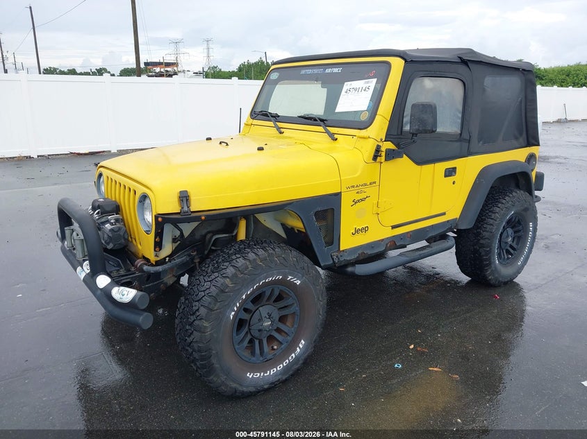 2000 Jeep Wrangler, Обычный износ, IAAI, VIN 1J4FA49S3YP763954 — фото 2
