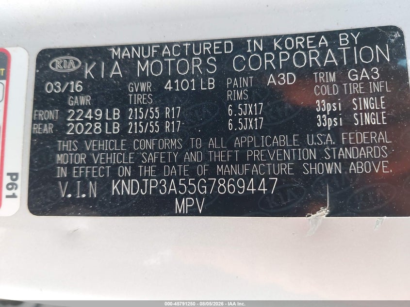 2016 KIA SOUL HATCHBACK 2.0L I-4 DI, DOHC, VVT, 164HP