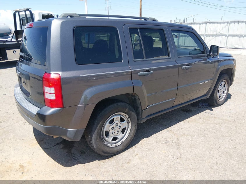 Vin: 1c4njpbb0gd612406, lot: 46293387, jeep patriot sport 20164