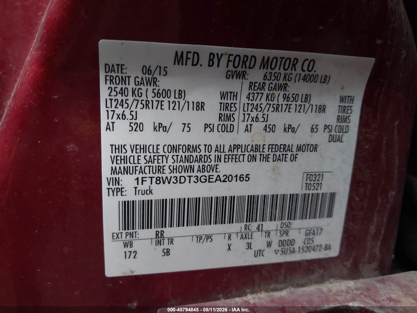 2016 FORD F350 TRUCK N/A